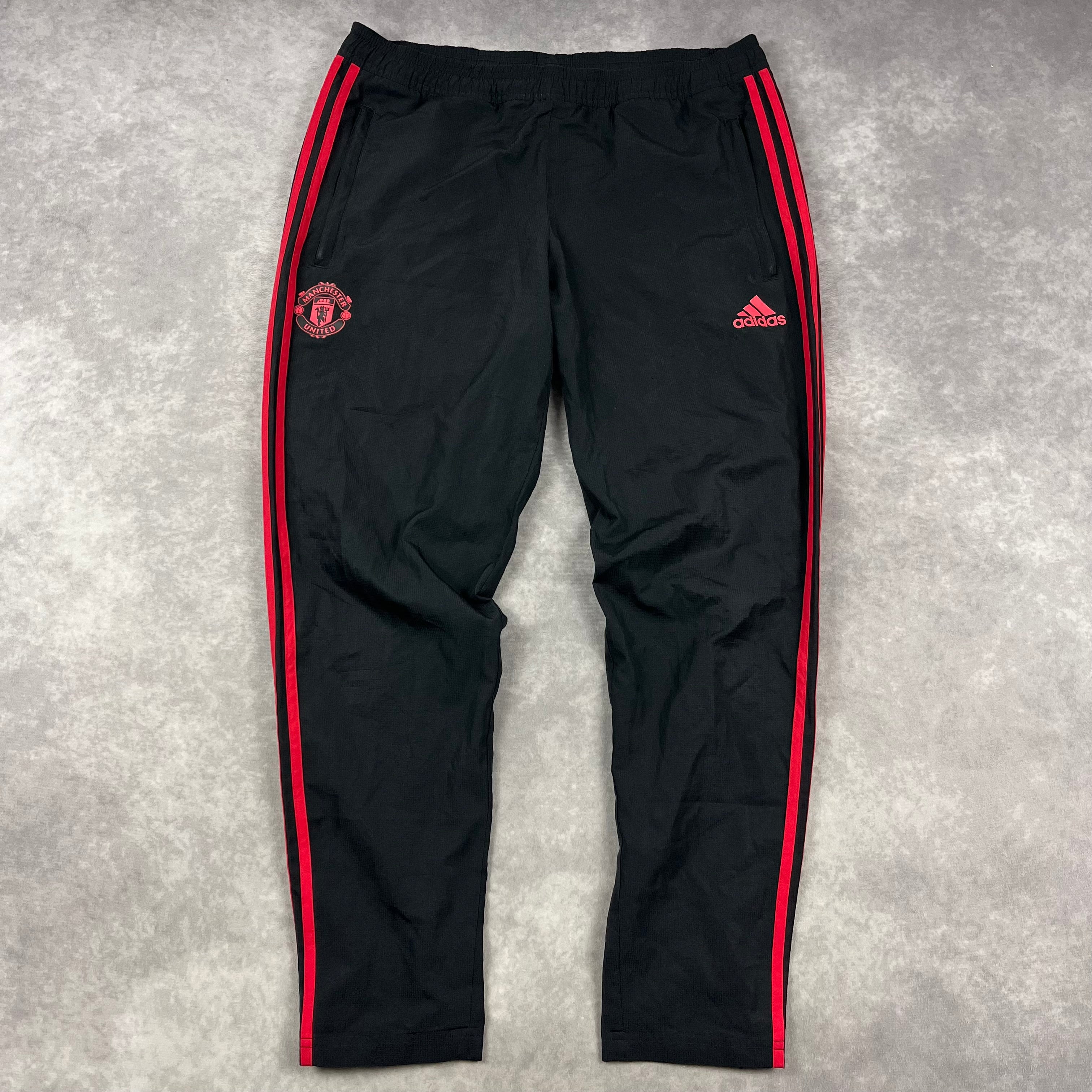 Vintage Manchester United Fußball Trackpants schwarz 