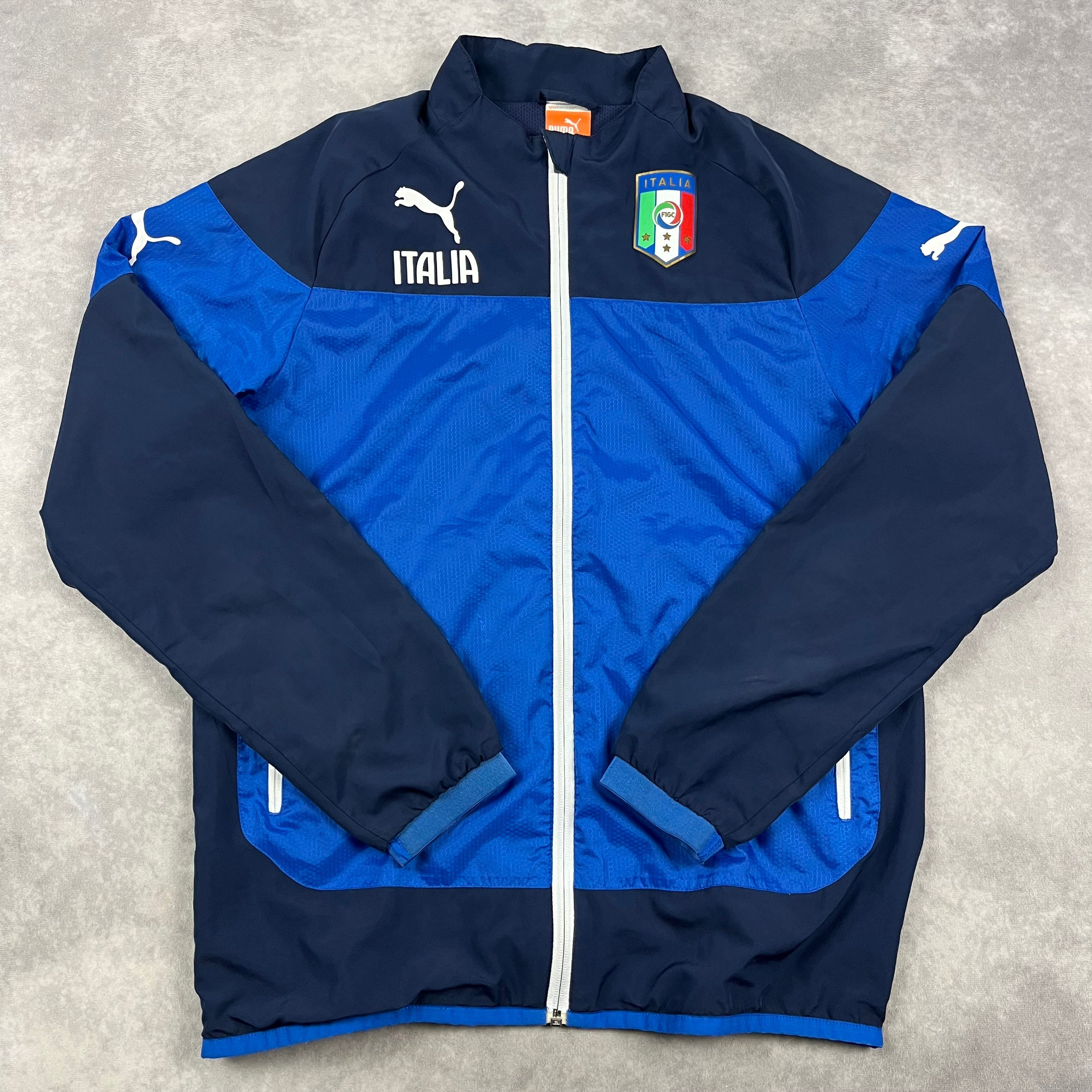 VIntage Puma Italien Fußball Trackjacke blau dunkelblau
