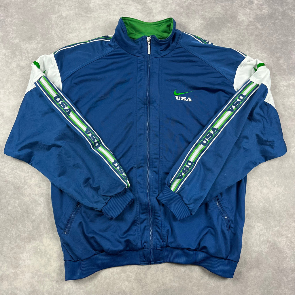 Vintage USA Nike Trackjacke blau grün mit Reißverschluss 